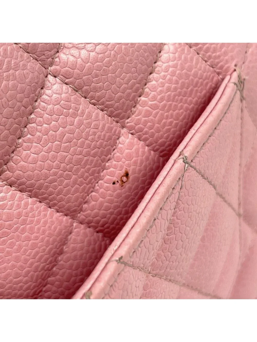 Chanel Quilted Double Flap Chain Shoulder Bag CC Logo Caviar Leather Pink